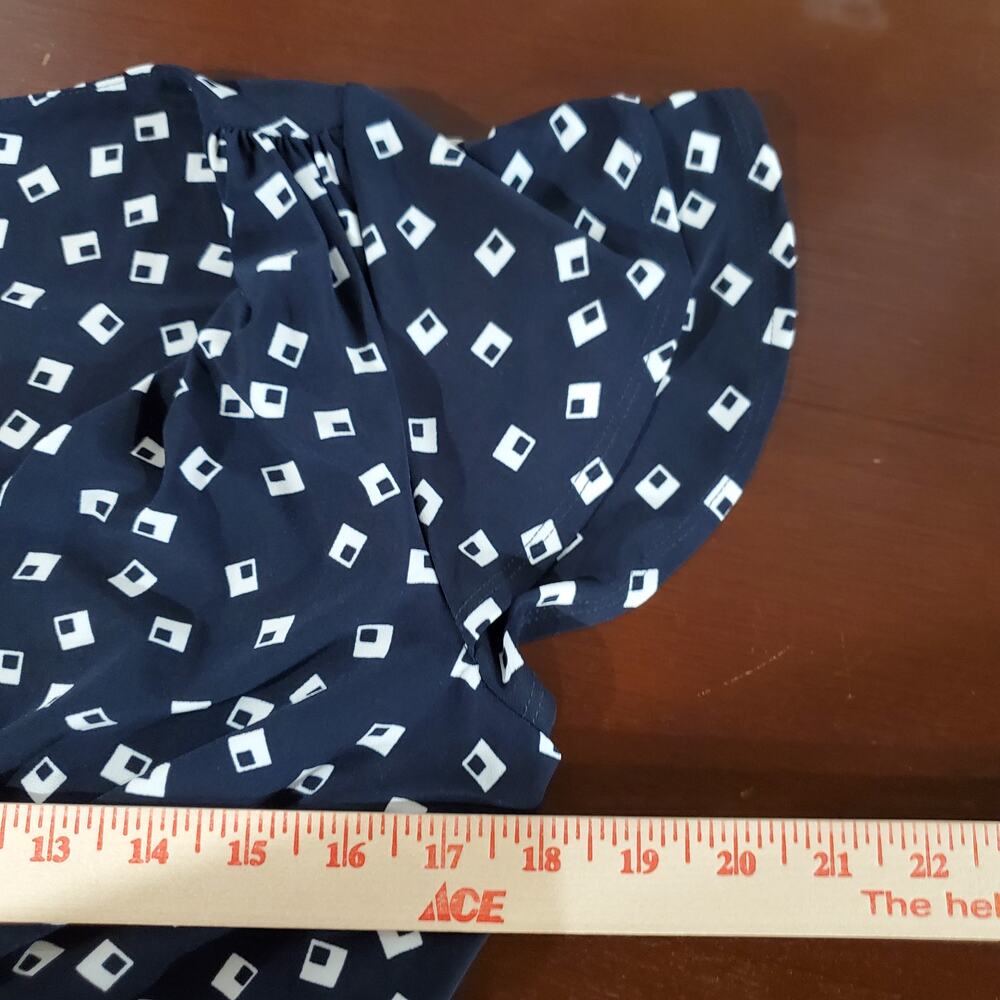 Lauren Ralph Lauren Faux Wrap Stretch Ruched Midi Dress Size 10 Navy Blue Square - Picture 10 of 12